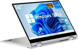FUNYET Touchscreen Laptop Computer, 14 Inch 2 in 1 Gaming Laptop, Intel Core i7-1265U (up to 4.8 GHz), 16GB RAM 512GB SSD, 1920 x 1080, Backlit Keyboard, Wi-Fi 6, BT5.2, Windows 11 Pro. Silver.