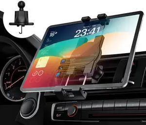 GdzN Car Vent Tablet Mount, Military-Grade Hook Clip, 360 Rotatable Hands Free A/C Hook Clamp for 4-11" Tablets & Phones