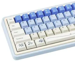 GEKUCAP Blue and White Custom Keycaps 130 Keys Anime Key Caps Dye-Sublimation Cherry Profile PBT Keycap Minimalist Style for Cherry Gateron MX Switches Mechanical Gaming Keyboards