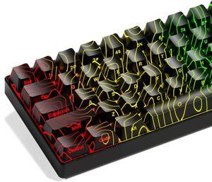 XVX Black Topographic Shine Through Keycaps, Backlit Gaming Keycap Set with OEM Profile, Side Printed Keyboard Key caps Suitable for 60% 65% 75% 80% 96%100% MX Switches Mechanical Keyboard