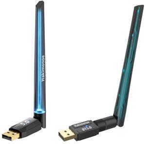 100-150M Long Range Bluetooth 5.4 Adapter for PC, Wireless USB Dongle w/ 5dBi Antenna for Laptop Desktop Windows 11 10 8.1 7, Plug n Play Bluetooth Headphones Headset Speaker Mouse Keyboard Printer