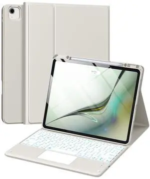 Harvopu for iPad Air 13 Inch & Pro 12.9 Case with Keyboard - Multi-Touch Trackpad, 7 Colors Backlit, Detachable Folio Cover for iPad Pro 12.9 (6th, 5th, 4th, 3rd gen), Air 13 M3/M2 (Starlight-Gray)