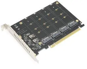 M.2 NVME SSD to PCIe 4.0 Adapter Card, 4 Port M.2 NVMe to PCIE x16 Expansion Card for M Key NVMe SSD, 4 x 32Gbps Full-speed(ph44)