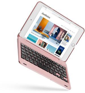 Hotkesa Bluetooth Keyboard Case for iPad Mini 4&5, iPad Keyboard Case with 125 Degree Swivel Rotating Stand, Ultra-Slim,Shockproof Protection, Auto Sleep/Wake Feature(iPad Mini 4/5 Rose Gold)