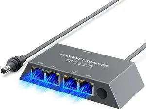 Multi Ports Starlink Gen 3/ Starlink Mini Ethernet Adapter for Wired External Network, 4 Ports Starlink Ethernet Adapter 1 to 4 [4 Devices Networked Simultaneously] - Up to 1 Gbps