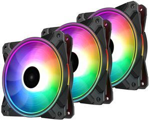 CF120 Plus 3Pack 120mm ARGB Case Fans with Controller,RGB Aura SYNC |1800RPM |52.5CFM, Quiet Under 28.8dB(A),for ATX/MATX PC Case Fan