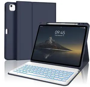 IVEOPPE Keyboard Case for iPad Air 13 (M2 2024/M3 2025) - 7 Color Backlit, Wireless Detachable Bluetooth Keyboard with Auto Sleep/Wake Function, Stain Proof Folio Cover for iPad Air 13,Blue