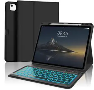 IVEOPPE Keyboard Case for iPad Air 13 (M2 2024/M3 2025) - 7 Color Backlit, Wireless Detachable Bluetooth Keyboard with Auto Sleep/Wake Function, Stain Proof Folio Cover for iPad Air 13,Black
