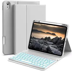 JKSML Keyboard Case for iPad 11th 10th Generation 11/10.9 inch A16 2025/2022, 7 Colors Backlit, Detachable Wireless Keyboard for iPad 10th Gen, Built-in Pencil Holder, Auto Sleep/Wake, Gray