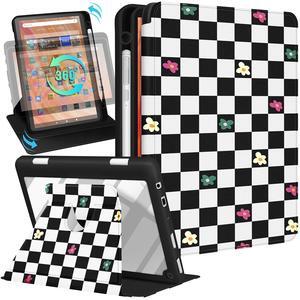 Kidcube for Kindle Fire HD 10/10 Plus Tablet Case - 13th/11th Generation (2023/2021) 10.1" Women Girls Kids Cute Girly Unique Rotating Stand Pencil Holder Folio Cases for  Fire HD 10/10 Plus