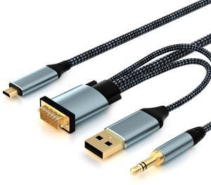 VGA to Micro HDMI Cable 6FT, Uni-Directional VGA to Micro HDMI(Male to Male) Compatible for Computer, Desktop, Laptop, PC, Monitor, Projector, HDTV, Roku, Xbox and More