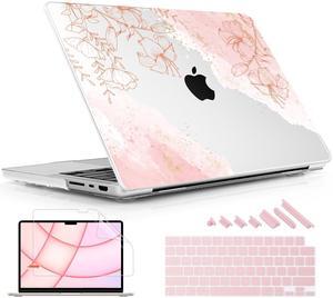 Lepeoac for MacBook Pro 14 Inch 2024 2023 2022 2021 Release M4 A3112 A3401 A3185 M3 A2918 A2992 M2 A2779 M1 A2442 Pro/Max Chip, Plastic Hard Shell Case with Keyboard Cover, Watercolor Floral
