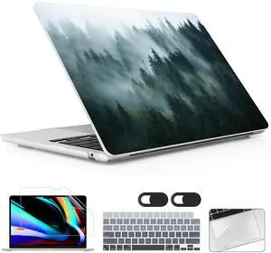 Lepeoac for MacBook Air 13.6 inch Case M4 M3 M2 2025 2024-2022 Release Model A3240 A3113 A2681, Sturdy Plastic Hard Shell Case & Screen Protector for MacBook Air M2 13 inch, Forest