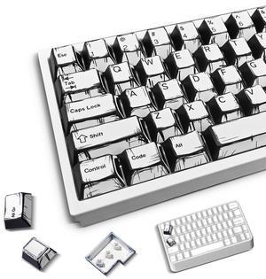Retro PBT Keycaps - White Japanese Manga Keycaps Set, 141 Keys Cherry Profile Dye-Sub Custom Keycap, Minimalist Style Key caps for 60%, 65%, 75%, 100% Cherry MX Mechanical Keyboard
