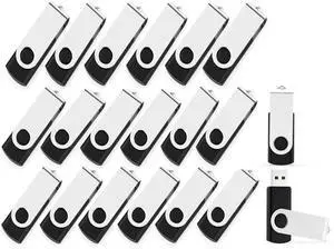 20 Pack 128MB USB Flash Drive Bulk Pack, Bulk USB 2.0 Flash Drives Thumb Drive Swivel Memory Stick Jump Drive Pen Drive Zip Drive