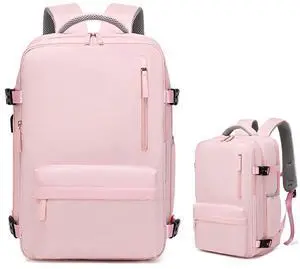 LydeLog Travel Backpack,Travel Laptop Backpack with USB Charging Port,Suitable for travel, business trips, outdoor etc (Light pink)