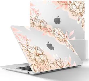 May Chen for MacBook Air M4 M3 M2 13.6 inch Case 2025 2024 2023 2022 Release, Models: A3240 A3113 A2681, Flexible Plastic Case for M4 13.6" Laptop, Hard Shell with Keyboard Cover, Floral Elements
