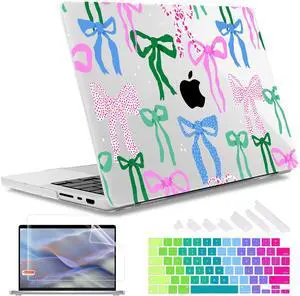 May Chen Case for M4 MacBook Pro 14 inch Case A3112 A3401 Max A3185, M3 A2918 A2992, M2 A2779 M1 A2442, 2024 2023 2022 2021 Release, Plastic Hard Shell with Keyboard Cover, Colorful Bows