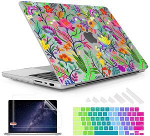May Chen Case for M4 MacBook Pro 16 inch, Surface Hard Shell Cover with Screen Protector & Keyboard Cover, Tropic Leaves