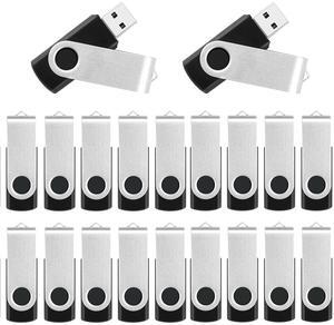 1GB USB Drive Bulk Flash Drives, 20 Pack USB2.0 Thumb Drives Memory Stick Pendrive Jump Drive, Swivel USB Storage Flash Drive Photo Stick Data Backup Zip Drive for Students, Business and Travelers