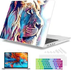 Mektron for M4 MacBook Pro 14-inch Case 2024 A3112 A3401 A3185 Fits 2023/2021 M3 A2918 A2992 M2 A2779 M1 A2442 Pro/Max, Printed Plastic Hard Shell Laptop Cover, Lion Art