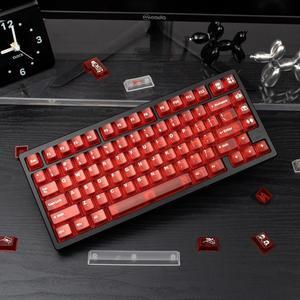 Red Clear Keycaps - 151 Keys Transparent Cherry Profile Keyboard Keycaps Backlit Crystal PC Keycap Set Custom Key caps 75 Percent Shine Through Mechanical Keyboard