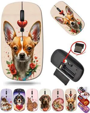 maizi Computer Wireless Mouse for PC Computer Chromebook Notebook, Mice MKADAU Chihuahuas Portable 2.4G USB Receiver Printed in USA