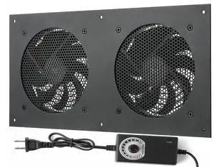 Nalle Quiet Cooling Fan System 12" with 10 Speed Control,Cabinets Fan for Home Theater AV Cabinets Plant House Pet Kennel Greenhouse Cooling- 2 Pack Fan Integration