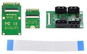 NFHK Mini PCI-E PCI Express & NGFF A+E Key to SATA 3.0 Four Ports Adapter Cable 6Gbps Hard Drive Extension Card for SSD