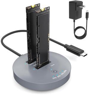 M.2 NVMe SSD Cloner Dock,10Gbps Dual-Bay NVMe to USB Enclosure,Supports Offline Clone,UASP,USB 3.2 Gen 2 SSD Enclosure Adapter,M.2 Docking Station for SSDs Size 2230/2242/2260/2280/22110,Support 2x8TB
