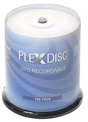 PlexDisc DVD+R 4.7GB 16X White Thermal Hub Printable - 100 Disc Spindle (FFP) - 63C-415-BX