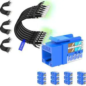 Rapink Patch Cables Cat6 0.5ft (24 Pack) & Keystone (25 Pack)