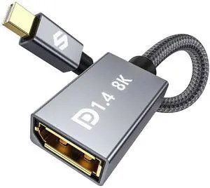 Silkland 8K Mini DisplayPort to DisplayPort 1.4 Adapter, 8K@60Hz 4K@144Hz Mini DP to DP Adapter, HDR, DSC1.2, G-Sync FreeSync, Mini DP [Thunderbolt 2] Gaming Laptop, MacBook, iMac, Monitor, VR