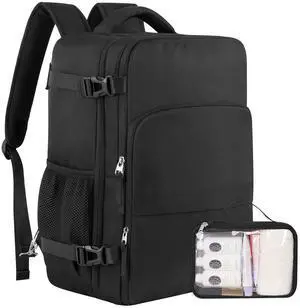 Sinaliy Travel Backpack for Men Women, Personal Item Travel Bag with Multi-Pockets, Airline Approved Carry on Backpack Fits 16inch Laptop, Waterproof Casual Backpack for College,Travel, Work