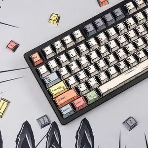 Sumgsn 150 Keys Full Set Manga Keycaps Set PBT Dye Sub Cherry Profile Canvas Keycap Fit for 60% 65% 75% 95% Mechanical Keyboard Cherry Mx Switches