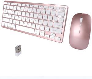 Wireless Bluetooth Keyboard and Mouse Combo - Rechargeable, Quiet Operation, 3-Device Switching - Perfect for Home Office, Gaming, and Travel,Compatible with Windows, Mac, Android (Rose Gold)