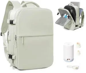 suradar Vacuum Seal Compression Travel Backpack for Women Men Airback Vacpack Travel Vacuum Bags with Pump Laptop Backpack with Shoe Compartment Carry On Suitcase Luggage Flight Approved Mint Green