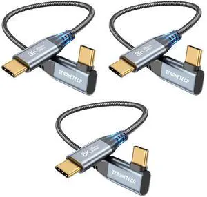 12 inch USB C for Thunderbolt 4 Cable [3-Pack 1FT], 40Gbps High Speed Data Transfer Short, 8K@60Hz Video Output, Right Angle USB 4 Cord 240W PD Charging 90 Degree, for iPhone 16,MacBook,iPad,SSD,KYY