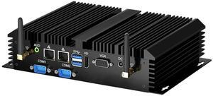 Thdeukoty Fanless Mini Industrial PC, Desktop Computer Core i7-5500U Windows 10 Pro, 16GB RAM 256GB SSD, 2xNICs, 2*COM RS232, 4xUSB3.0, Dula-Band WiFi, HDMI/VGA Ports, Gigabit LAN, Auto Power On