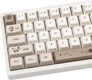 146 Keys Coffee Theme Beige and Brown Keycap, Cream Thick Dye Sub PBT Keycap Set, Custom Cherry Profile Keyboard Caps for ANSI/ISO Layout Cherry MX Switches Mechanical Gaming Keyboard
