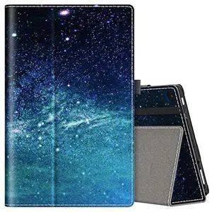 VORI Case for  Fire HD 10 Tablet (9th/7th/5th Generation,2019/2017/2015 Release), Folio Folding Smart Stand Cover with Hand Strap and Auto Wake/Sleep for Fire HD 10.1'', Galaxy