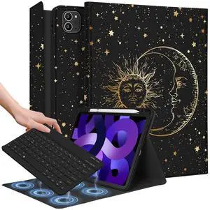 Wazzasoft for iPad Air 11 inch Case 2024, Air 5th/4th Generation 10.9, Pro 11'' Case with Keyboard Pencil Holder Folio Tablet Cover Women Girls Cute Marble Aesthetic for iPad Air 11 2024 (M2), Pro 11