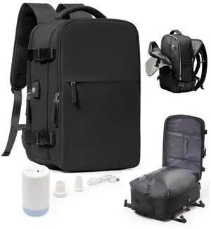 Vacuum Seal Travel Backpack with Air Pump,Compression Vacpack Waterproof Carry On Backpack for Travel Women men with Vacuum System,Airlines Approved Daypack Laptop Space Saver Bags,Black