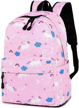 Xinveen Unicorn School Bag, Waterproof School Backpack Soft Lightweight Laptop Backpack Rucksack Casual Bookbag for Women Travel Outdoor Pink