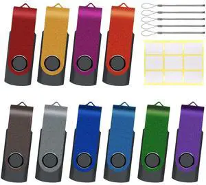 10 Pack 32GB USB Flash Drive,XUANREG USB 2.0 Thumb Drives Bulk Drive Memory Stick with Sticker Paper and Lanyards, Bulk USB Drives 32GB