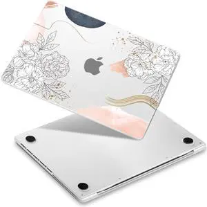 Yebiseven for M3/M2/M1 MacBook Pro 14" Case 2023 2021 Released A2918/ A2992/ A2779/ A2442, Hard Shell Case with Keyboard Cover+Screeen Film+OTG Adapter+2 Webcam Covers, Flower Elements