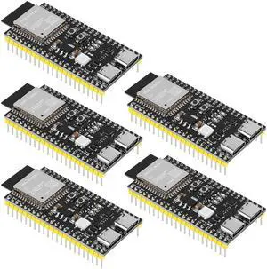 YELUFT 5pcs Pre-Soldered ESP32-S3-DevKitC-1-N16R8 Development Board Integrated 2.4GHz WiFi Bluetooth 5.0 ESP32-S3-WROOM-1 Microcontroller Processor Dual Type C Interface for Arduino