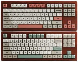 auguri Retro 9009 Keycaps MA Profile for Mechanical Keyboard 60% 65% 75% Dye Sub PBT Keycaps Set Gray Red Green 142 Keys Custom Gaming Keyboard Keycaps for MX Switches with Keycap Puller