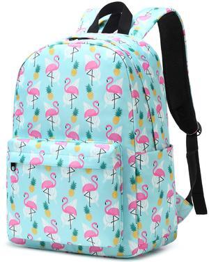 Yusudan Flamingo School Backpack for Girls Women, Teens School Bags Bookbags Ladies Laptop Backpacks (Green)