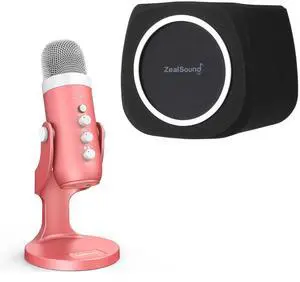 ZealSound USB Microphone k66r and ws18 Pop Filter Bundle
